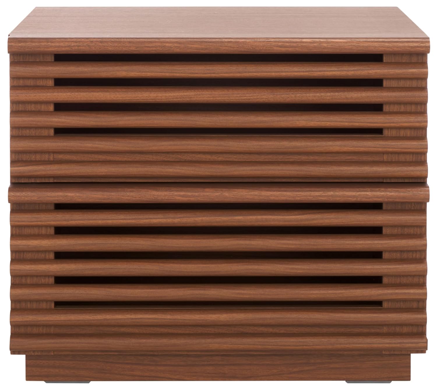 Solid Wood Nightstand 2 Drawers - โต๊ะข้างเตียง Averi สีวอลนัทเข้ม 2 ลิ้นชัก สำหรับจัดเก็บของในห้องนอน