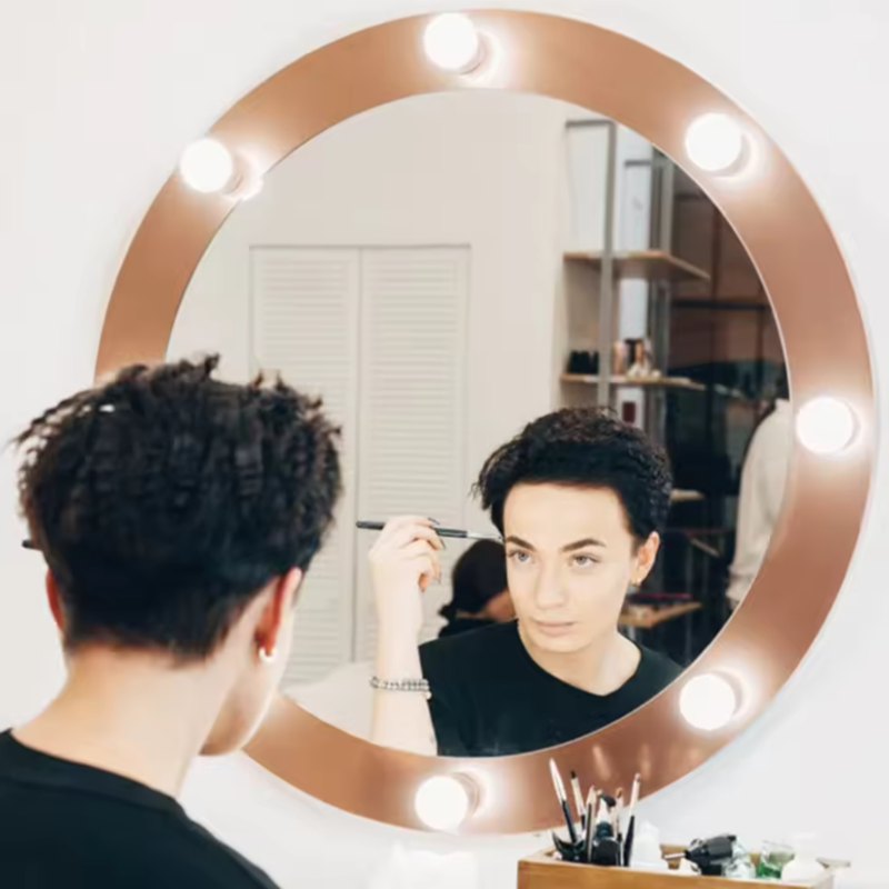Dressing Table Vanity With Lighted Mirror - โคมไฟ LED แบบ USB สำหรับโต๊ะเครื่องแป้งสไตล์ฮอลลีวูด พร้อมกระจกแต่งหน้าแบบถอดได้และหลอดไฟสำหรับโต๊ะเครื่องแป้ง