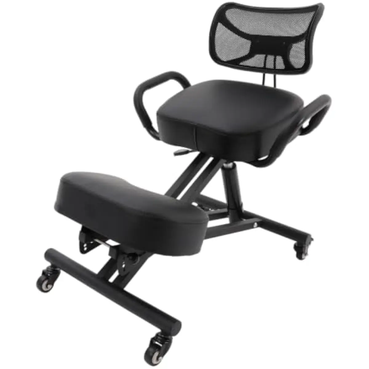 Chairs - เก้าอี้สำหรับนั่งคุกเข่าที่ออกแบบตามหลักสรีรศาสตร์ พร้อมพนักพิงตาข่ายระบายอากาศ โครงเหล็กปรับความสูงได้ แผ่นรองเข่าบุนวม และหมุนได้ 360