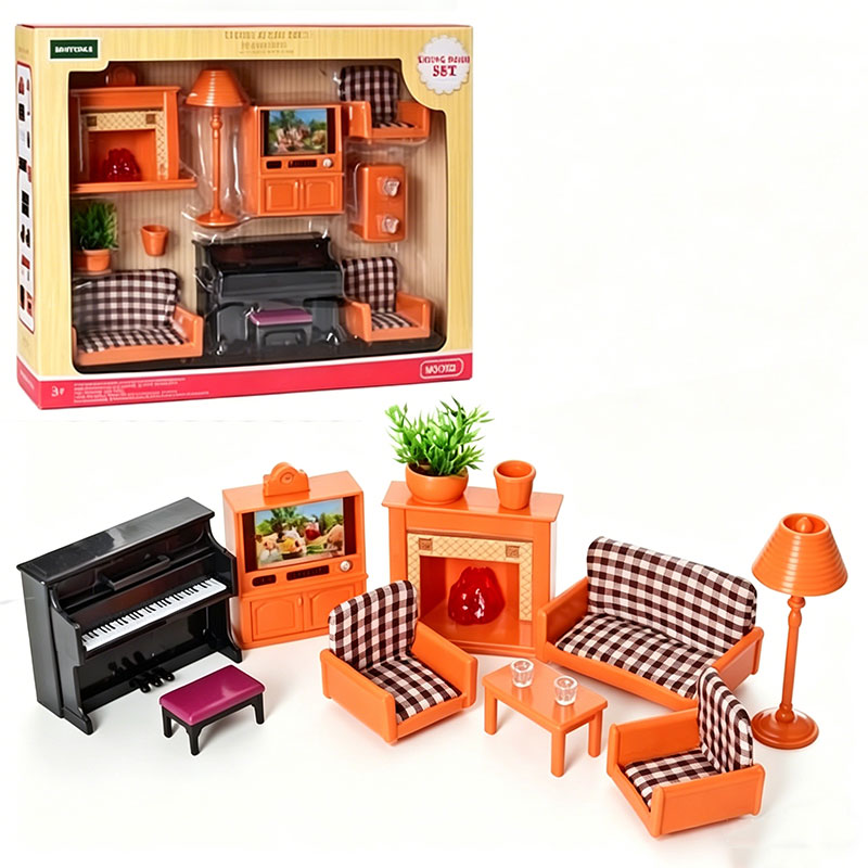 Bedroom Furniture - 1/12 สเกลชุดเฟอร์นิเจอร์บ้านตุ๊กตาห้องนอนห้องน้ำห้องครัวห้องนั่งเล่นจิ๋ว DIY อุปกรณ์เสริมสำหรับเด็กแกล้งทำเป็นเล่นมินิเฮาส์