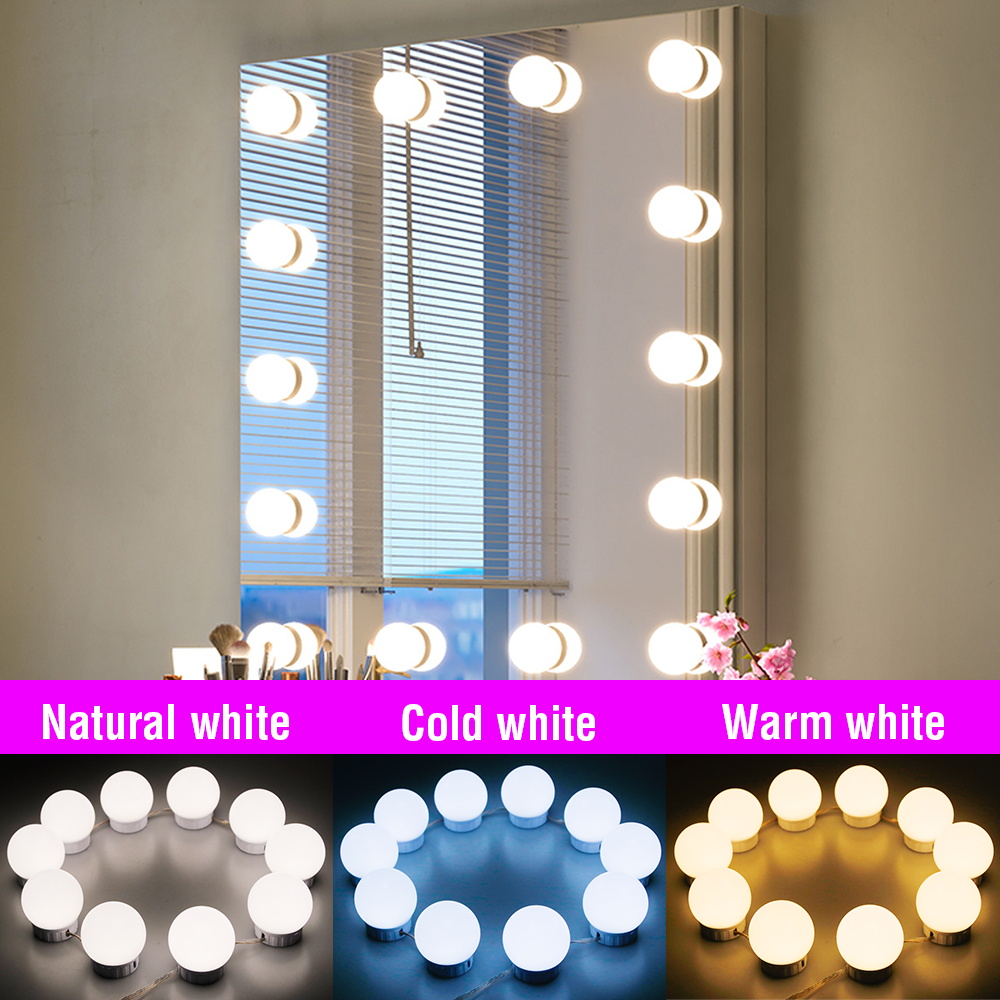 Dressing Table Vanity With Lighted Mirror - ไฟกระจกแต่งหน้า LED แบบ USB สำหรับโต๊ะเครื่องแป้ง โคมไฟกระจกแต่งหน้า
