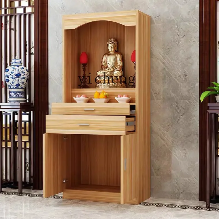Tables - r9.2- ตู้บูชาแบบตั้งพื้นพร้อมประตูสำหรับบ้าน, แท่นบูชาพระพุทธรูป, โต๊ะบูชาพระแม่เจ้าแม่กวนอิมและเทพเจ้าแห่งความมั่งคั่ง