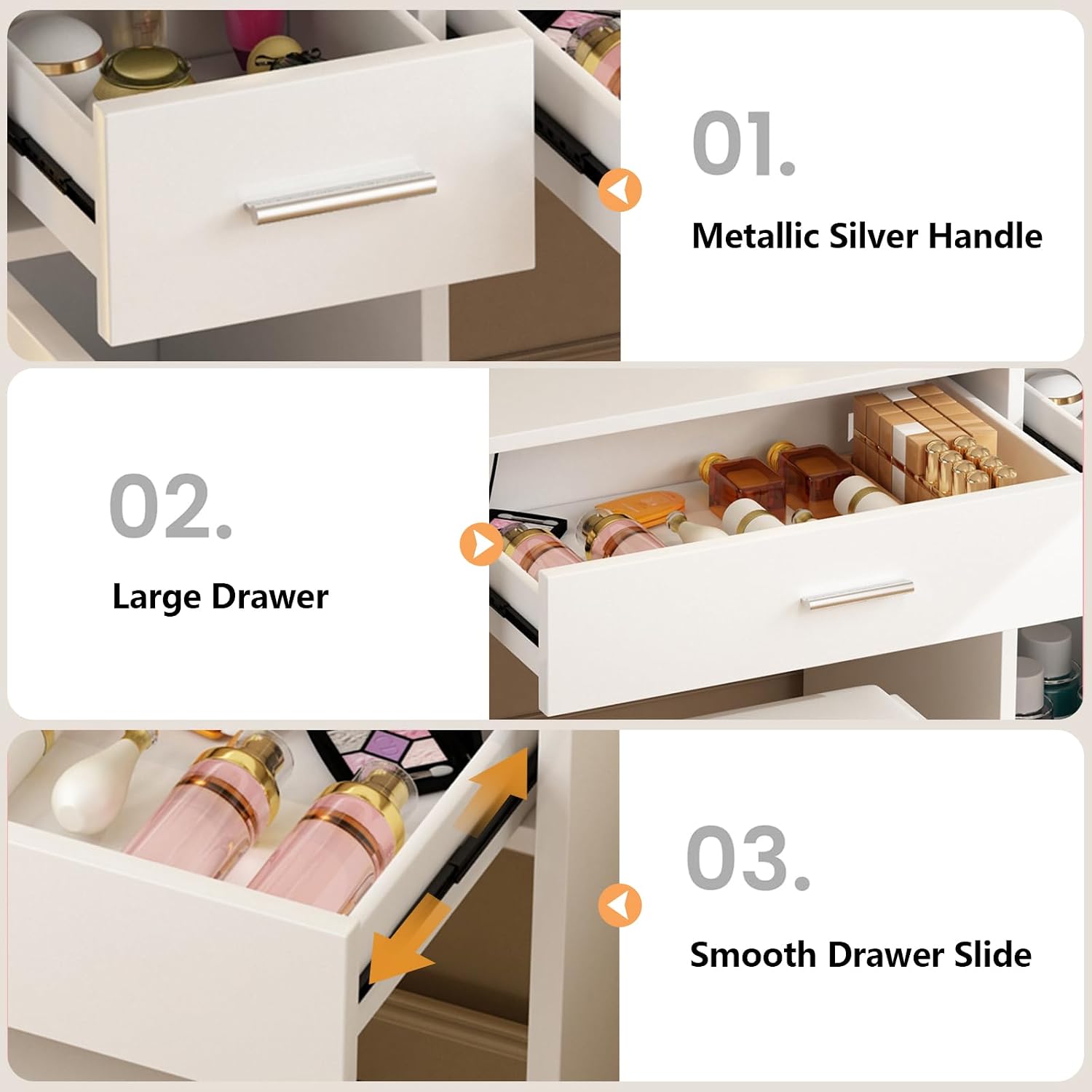 โต๊ะเครื่องแป้งสีขาวพร้อมกระจก - Dressing Table Vanity With Lighted Mirror บทวิจารณ์และราคา