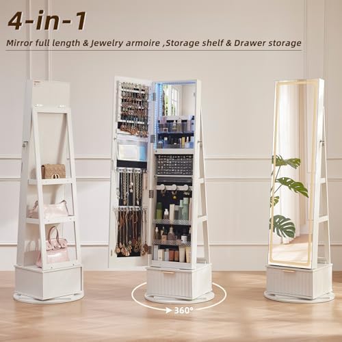 ฟลูเต็ด 360 °   ตู้เก็บเครื่อง - Full Length Mirror Jewelry Armoire บทวิจารณ์และราคา