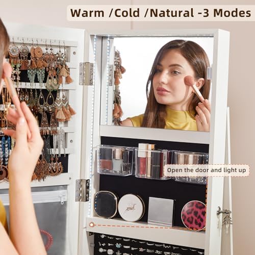 ฟลูเต็ด 360 °   ตู้เก็บเครื่อง - Full Length Mirror Jewelry Armoire บทวิจารณ์และราคา