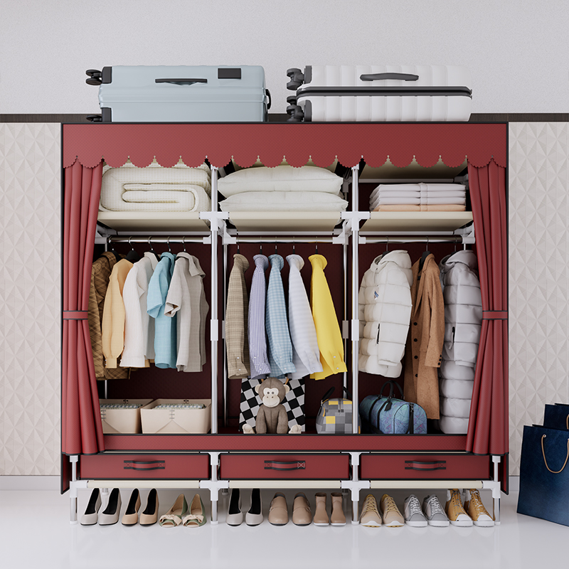 ตู้เสื้อผ้าแบบพกพา โครงเหล็ก ผ - Wardrobe Closet Portable Fabric Cover บทวิจารณ์และราคา