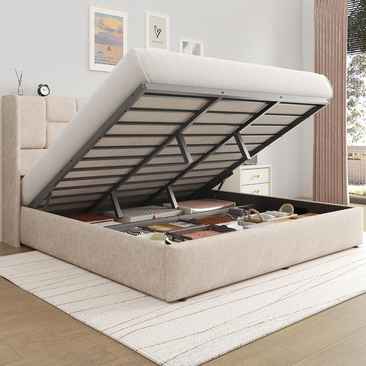 โครงเตียงคิงไซส์ ระบบยกไฮดรอลิ - Gas Lift Storage Bed Hydraulic บทวิจารณ์และราคา