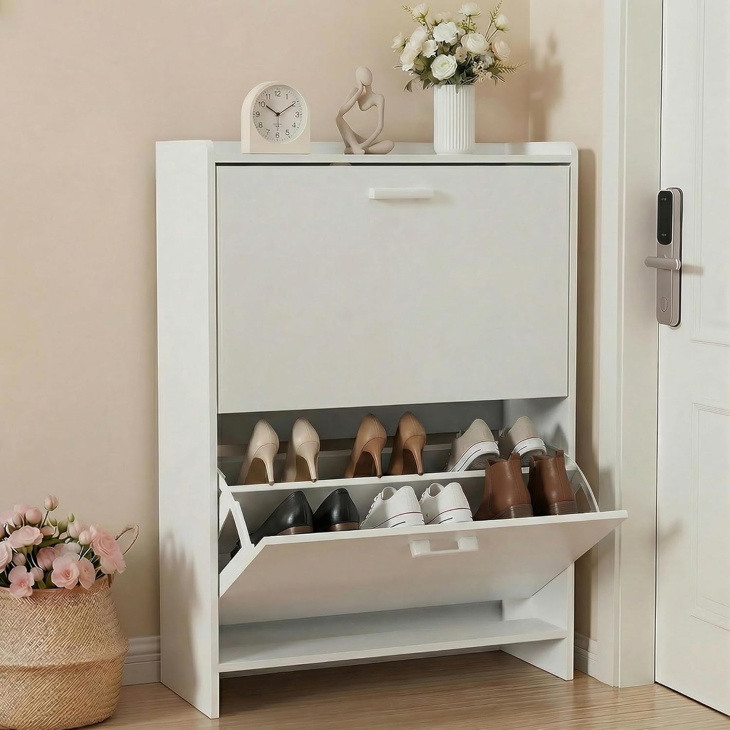 # ตู้เก็บรองเท้าทรงแคบพร้อมลิ้ - Shoe Rack Cabinet Narrow Entryway บทวิจารณ์และราคา