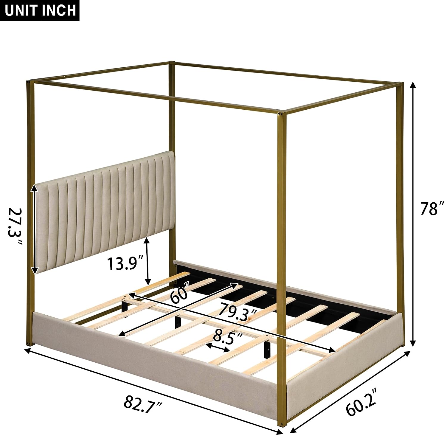 เตียงนอนทรงโมเดิร์น 4 เสา ขนาด - Canopy Bed Frame Metal Queen บทวิจารณ์และราคา