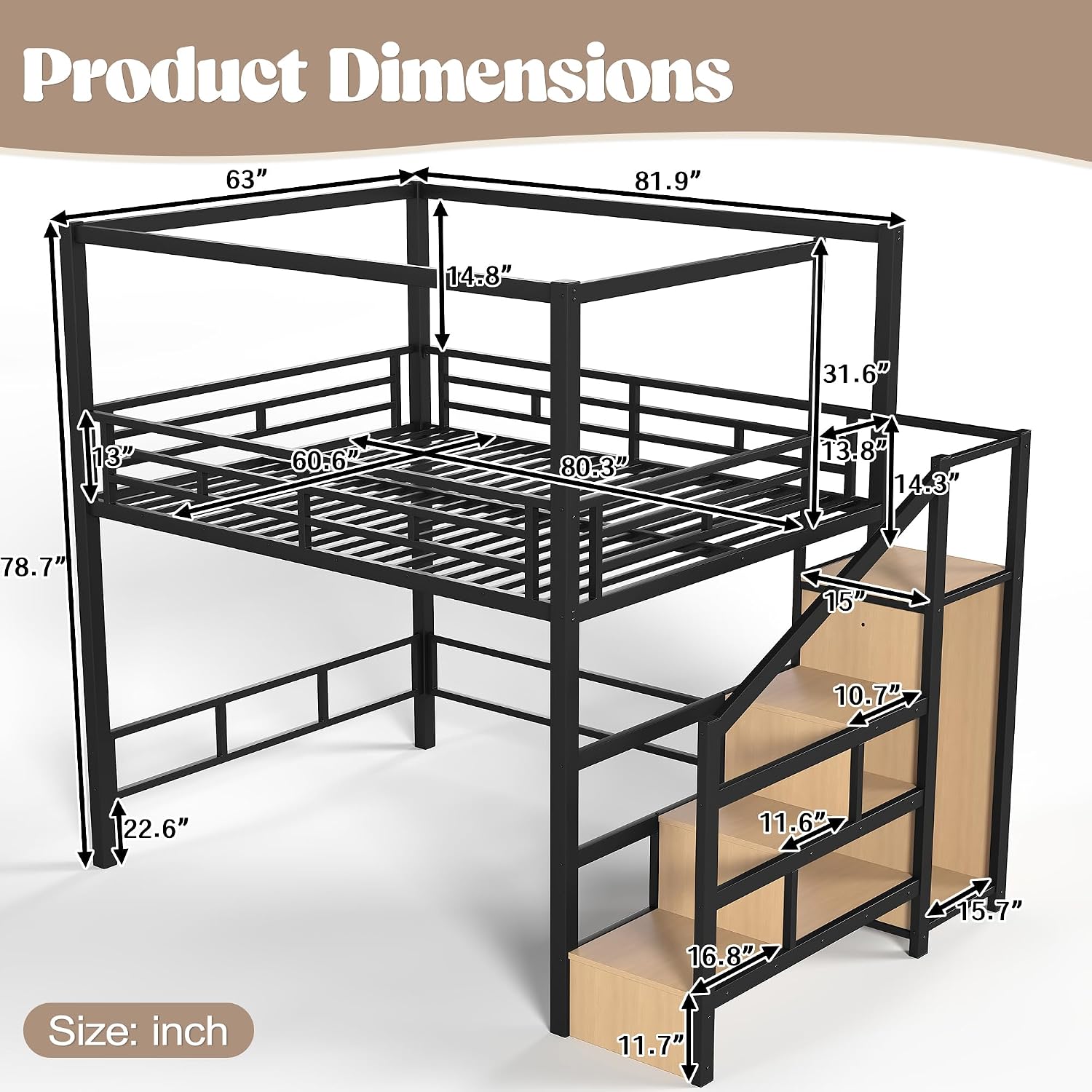 เตียงลอฟท์แบบควีนไซส์พร้อมบันไ - Canopy Bed Frame Metal Queen บทวิจารณ์และราคา
