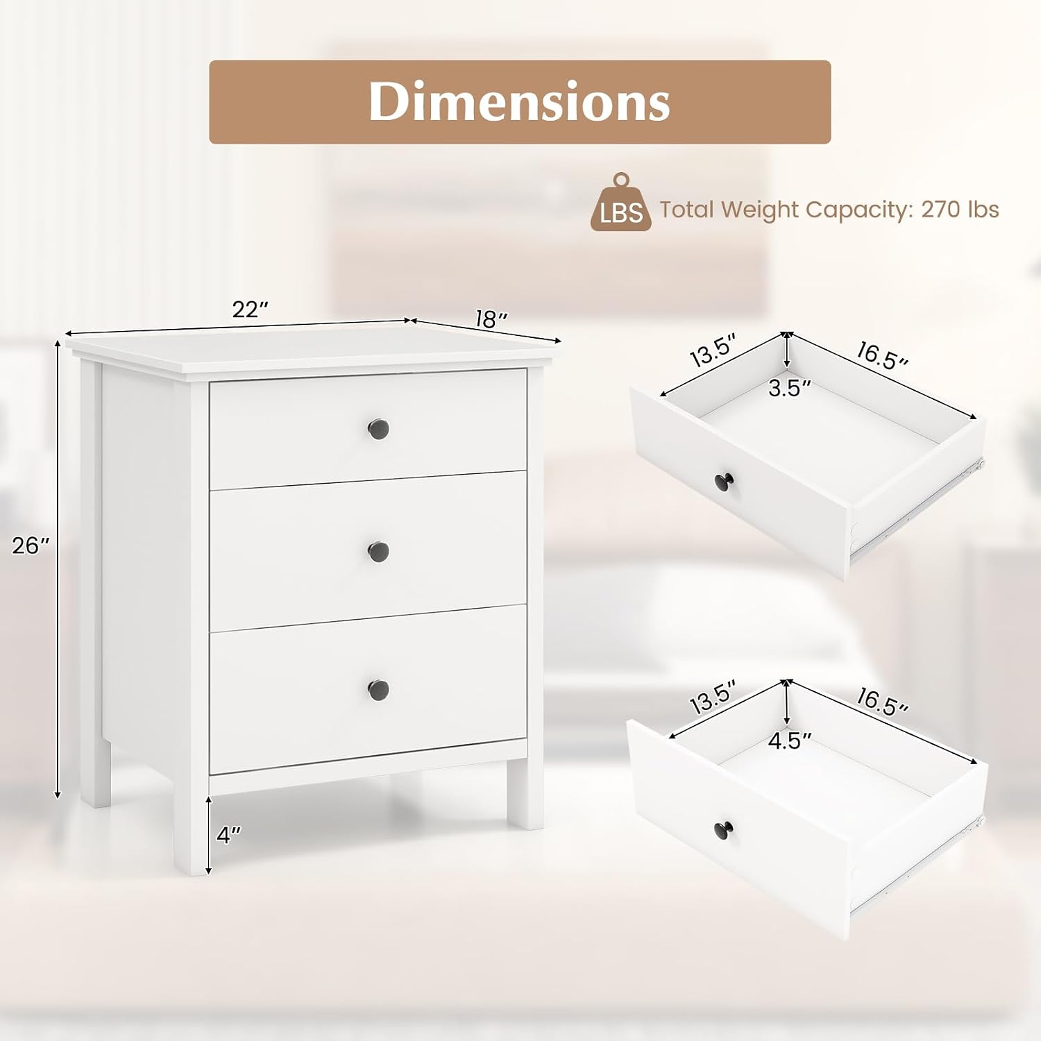 โต๊ะข้างเตียงพร้อมลิ้นชัก 3 ช่ - Solid Wood Nightstand 2 Drawers บทวิจารณ์และราคา