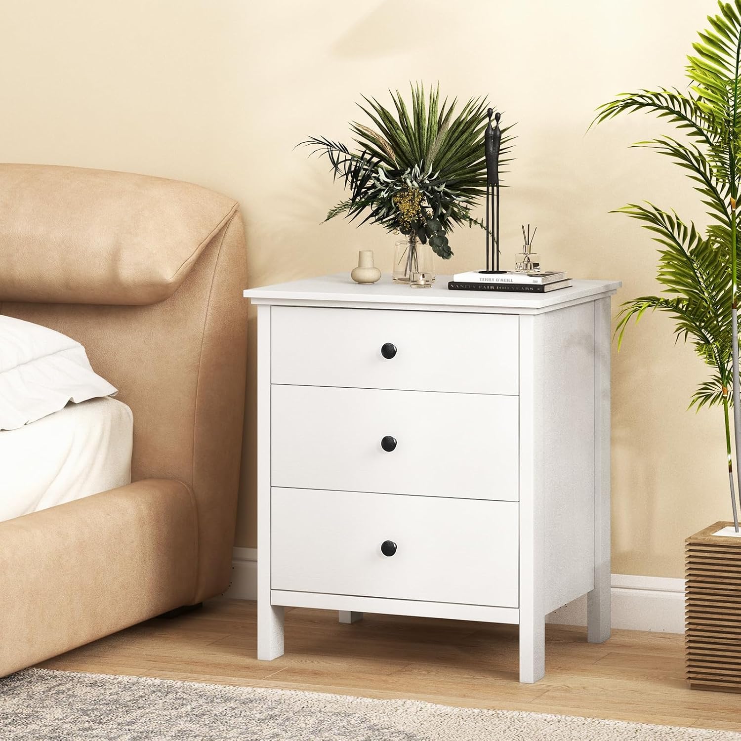 โต๊ะข้างเตียงพร้อมลิ้นชัก 3 ช่ - Solid Wood Nightstand 2 Drawers บทวิจารณ์และราคา