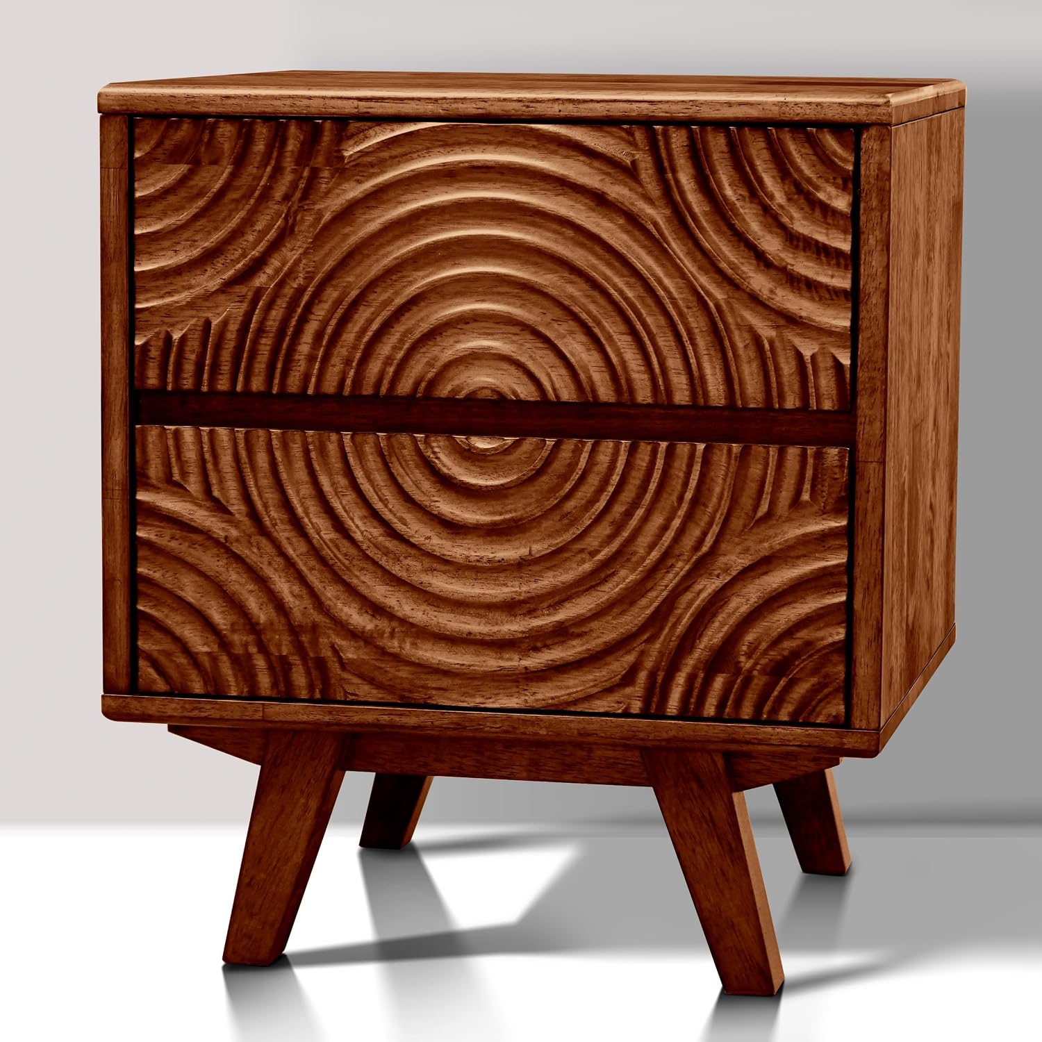 โต๊ะข้างเตียงไม้เนื้อแข็งอะคาเ - Solid Wood Nightstand 2 Drawers บทวิจารณ์และราคา