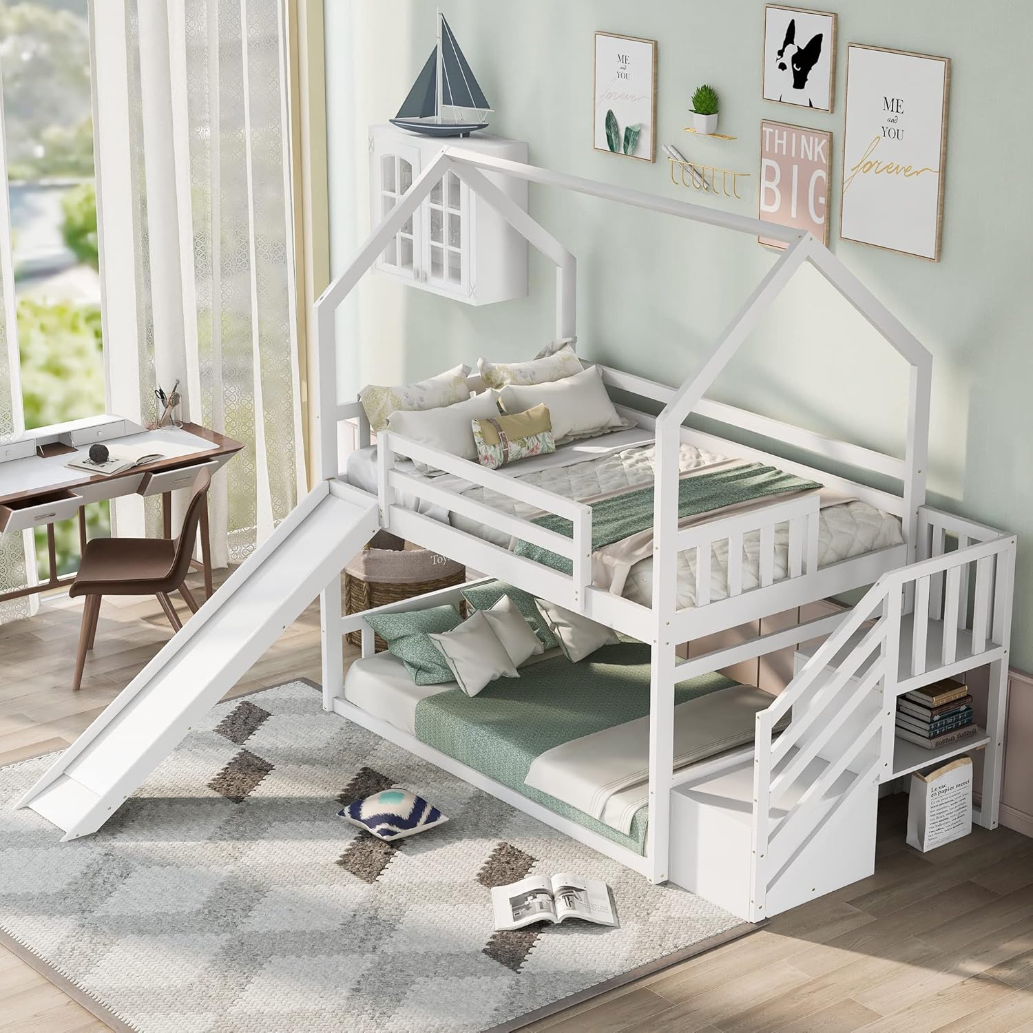 เตียงสองชั้นแบบ Twin Over Twin - Bunk Bed With Stairs And Slide บทวิจารณ์และราคา