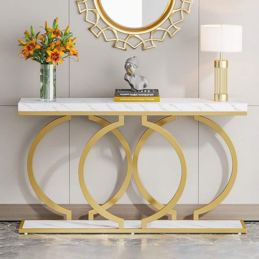โต๊ะคอนโซลสีทองสไตล์โมเดิร์นขน - Tables บทวิจารณ์และราคา
