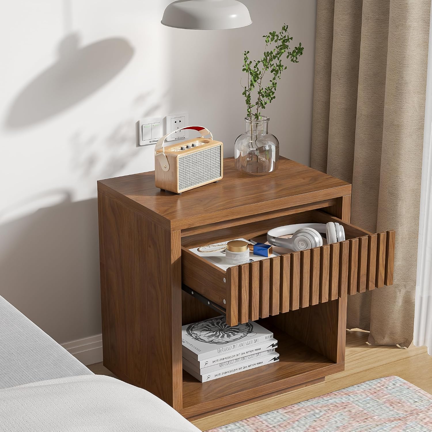 ชุดโต๊ะข้างเตียง 2 ลิ้นชัก ลาย - Solid Wood Nightstand 2 Drawers บทวิจารณ์และราคา