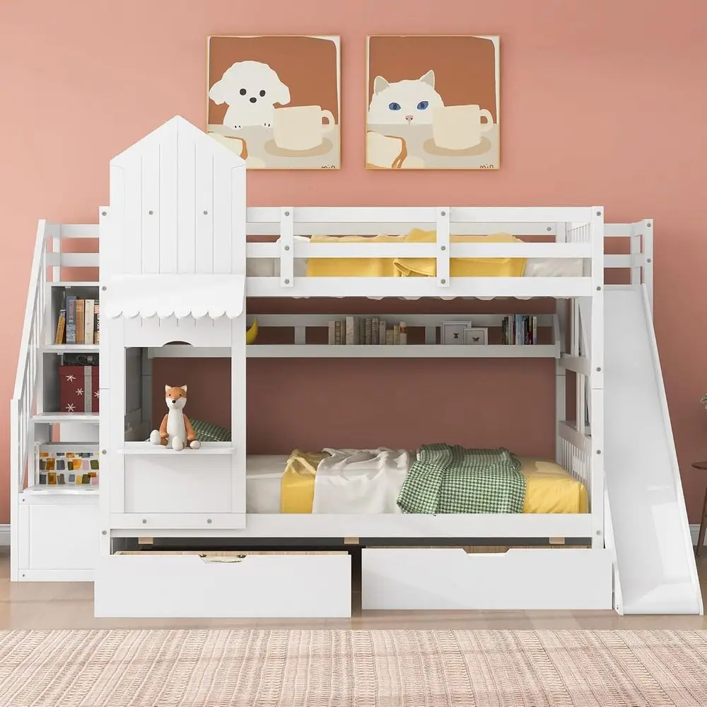 เตียงสองชั้นแบบ Twin Over Twin - Bunk Bed With Stairs And Slide บทวิจารณ์และราคา