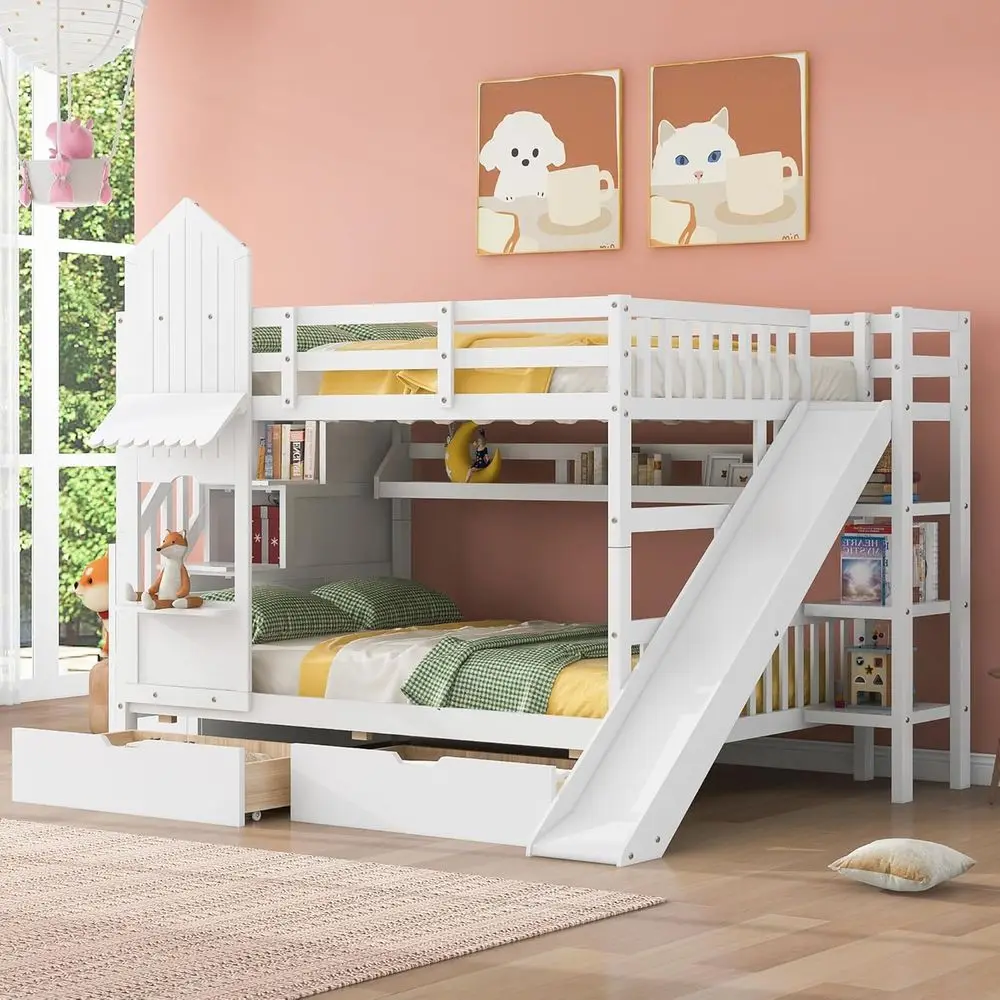 เตียงสองชั้นแบบ Twin Over Twin - Bunk Bed With Stairs And Slide บทวิจารณ์และราคา
