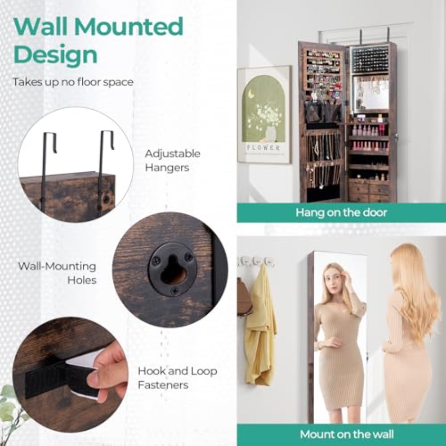 ตู้เก็บเครื่องประดับ LED 47 ดว - Full Length Mirror Jewelry Armoire บทวิจารณ์และราคา