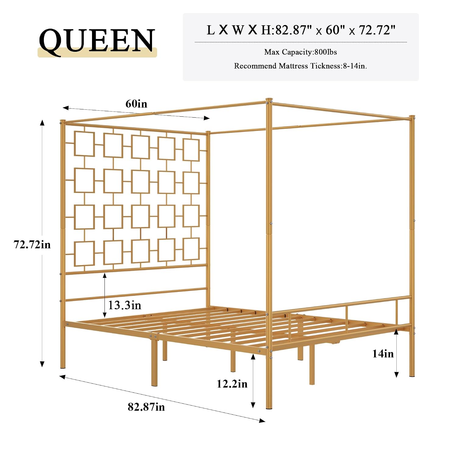 โครงเตียงควีนไซส์แบบมีหลังคา โ - Canopy Bed Frame Metal Queen บทวิจารณ์และราคา