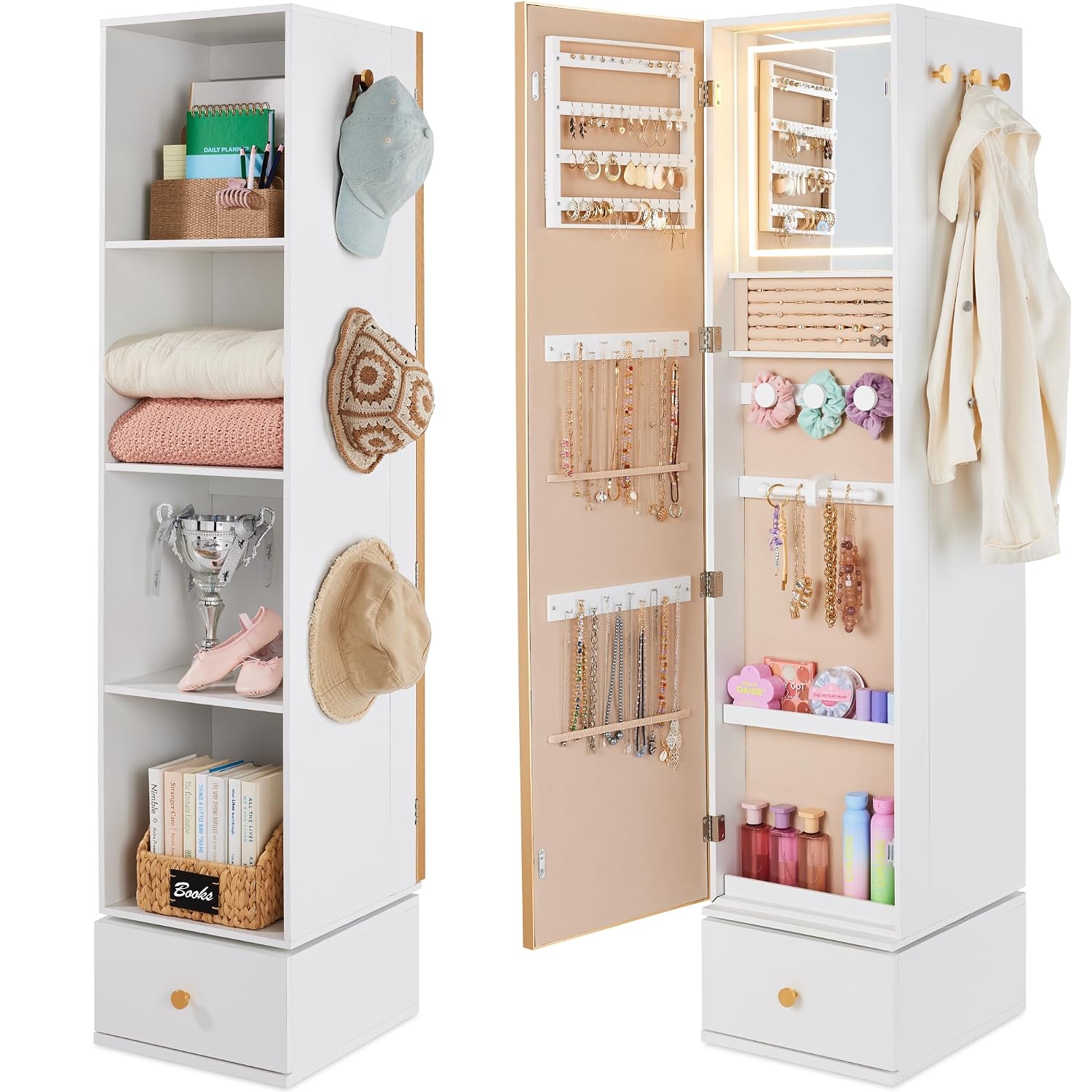 กระจกหมุนพร้อมตู้เก็บของ, ตู้เ - Full Length Mirror Jewelry Armoire บทวิจารณ์และราคา