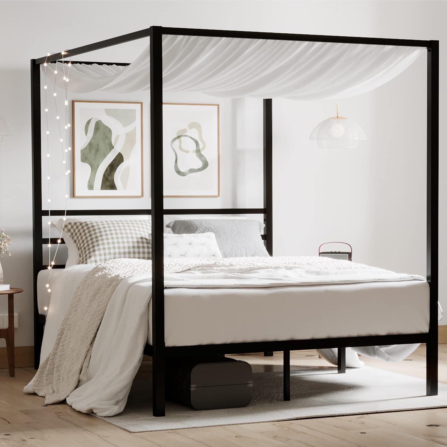 โครงเตียงโลหะขนาดควีนไซส์ พร้อ - Canopy Bed Frame Metal Queen บทวิจารณ์และราคา